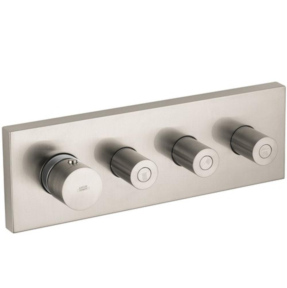 Axor ShowerSolutions Thermostatic Module Trim 15'' x 5'' for 3 Functions in Brushed Nickel