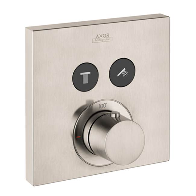 Axor ShowerSelect Thermostatic Trim Square for 2 Functions in Brushed Nickel