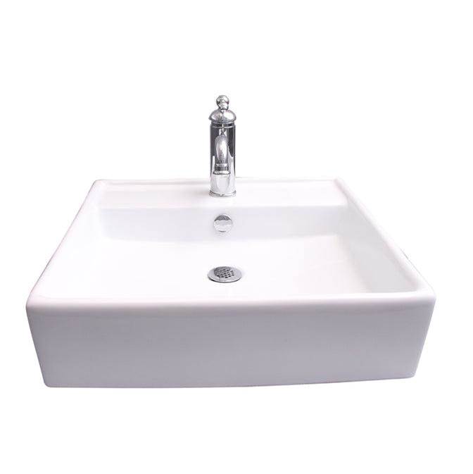 Barclay Markle Rect 20'' Wall Hung1 Faucet hole,Overflow, White