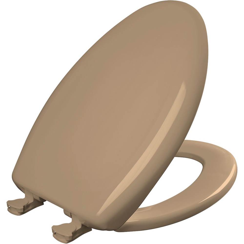 Bemis Elongated Plastic Toilet Seat with WhisperClose with EasyClean & Change Hinge and STA-TITE in Sand