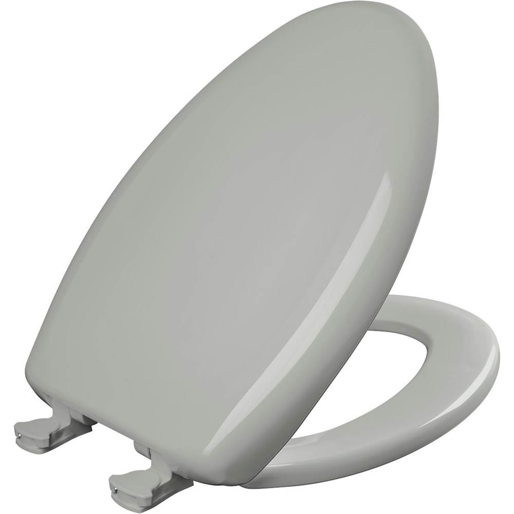 Bemis Elongated Plastic Toilet Seat with WhisperClose with EasyClean & Change Hinge and STA-TITE in Ice Grey