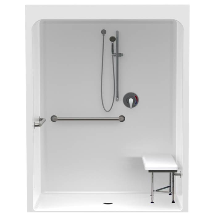 Clarion Bathware 58'' Acrylic Shower W/ 6'' Threshold - Center Drain