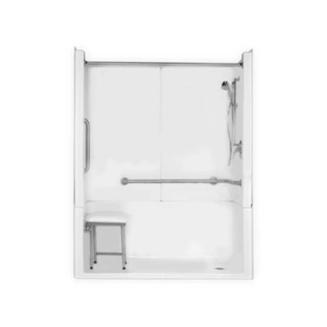 Clarion Bathware 60'' 3-Piece Barrier-Free Shower W/ 2'' Threshold - Left Or Right Hand Drain