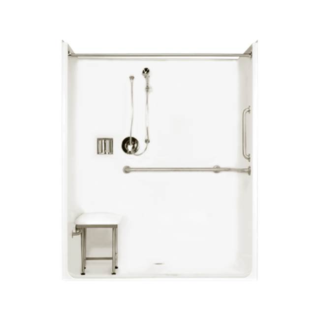 Clarion Bathware 60'' Ada-Compliant Acrylic Barrier-Free Roll-In Shower W/ 2'' Threshold - Center Drain