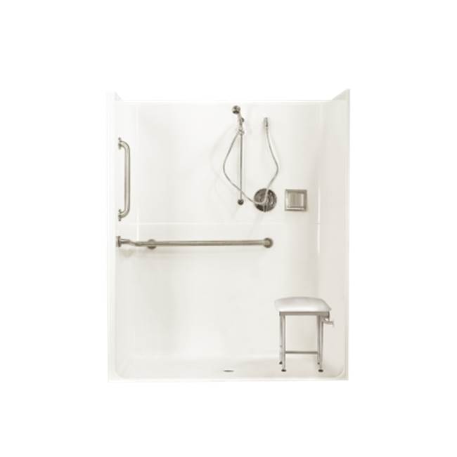Clarion Bathware 63'' (65'' Overall) Barrier-Free Shower W/ 3/4'' Threshold And Return Flange - Center Drain