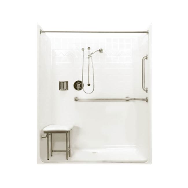Clarion Bathware 63'' Ada-Compliant Tiled Roll-In Shower W/ 3/4'' Threshold - Rear Center Drain