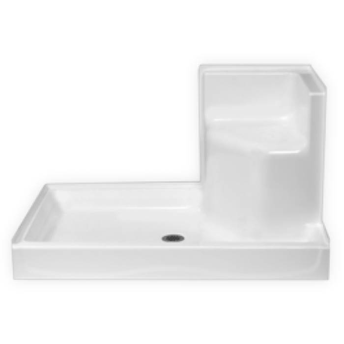 Clarion Bathware 54'' X 35'' Shower Base W/ 6'' Threshold And Molded Seat - Center Drain