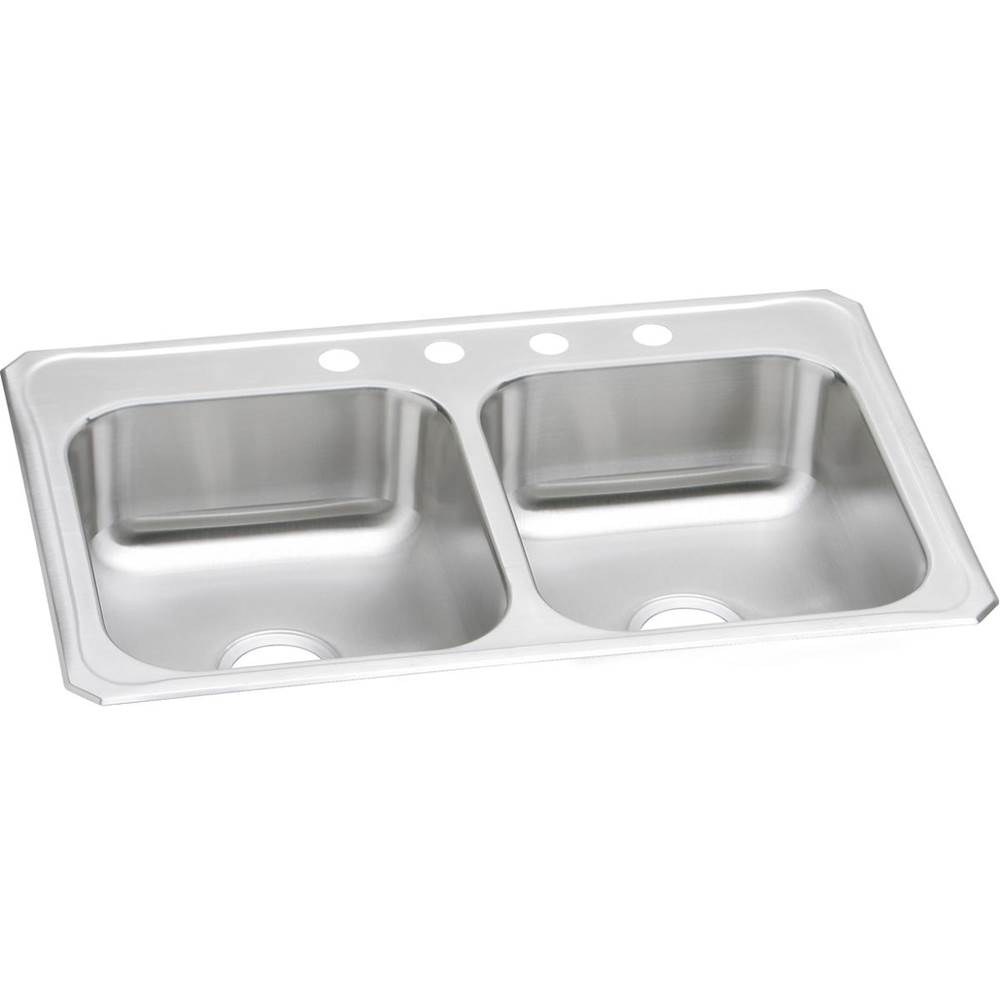 Elkay Celebrity Stainless Steel 33'' x 22'' x 7'', 3-Hole Equal Double Bowl Drop-in Sink