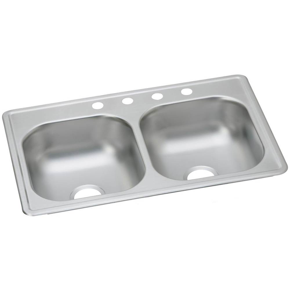 Elkay Dayton Stainless Steel 33'' x 19'' x 6-7/16'', 3-Hole Equal Double Bowl Drop-in Sink