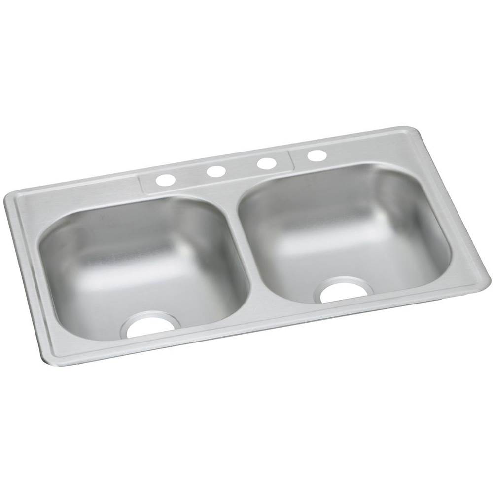 Elkay Dayton Stainless Steel 33'' x 22'' x 6-9/16'', 3-Hole Equal Double Bowl Drop-in Sink (50 Pack)