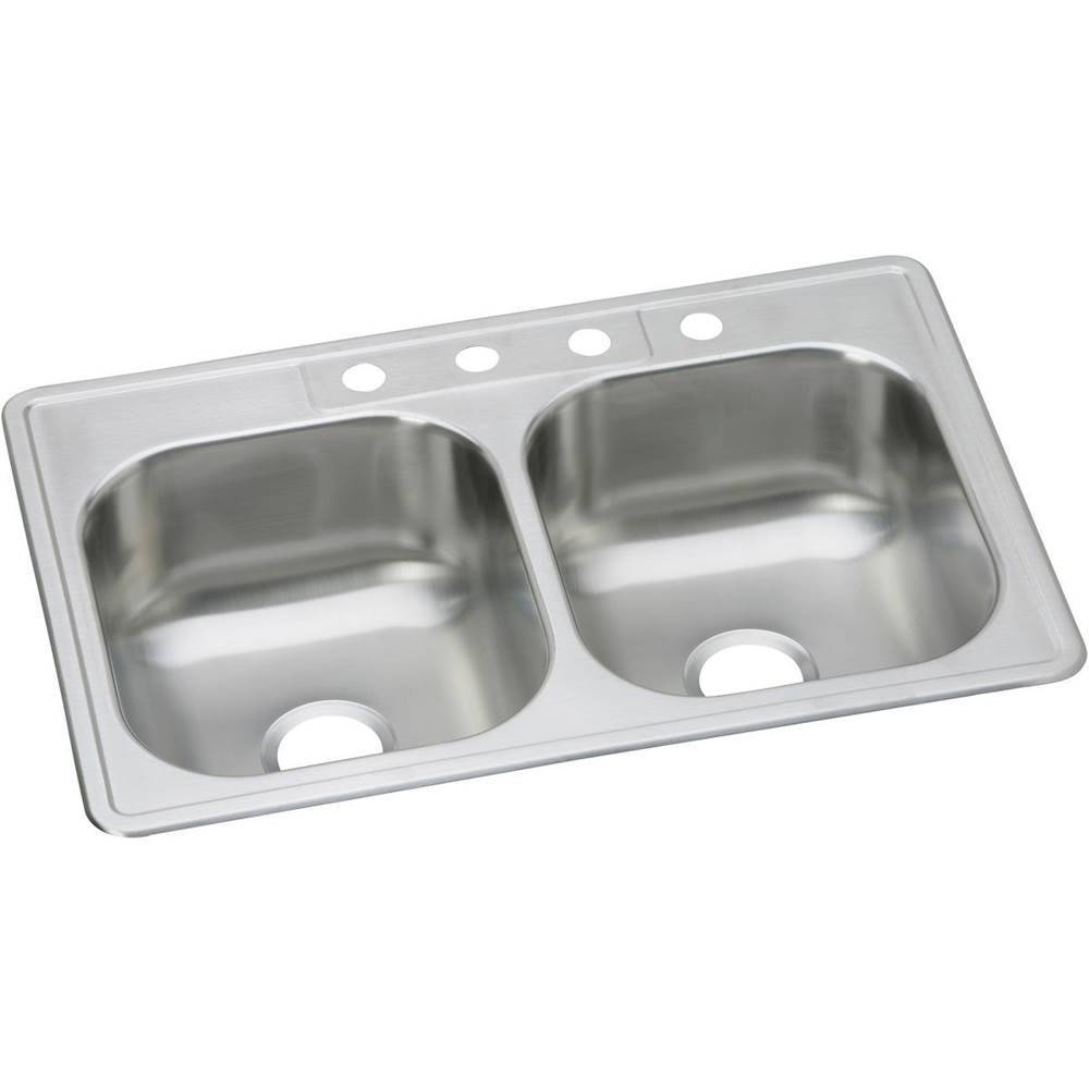 Elkay Dayton Stainless Steel 33'' x 22'' x 8-1/16'', 1-Hole Equal Double Bowl Drop-in Sink (10 Pack)