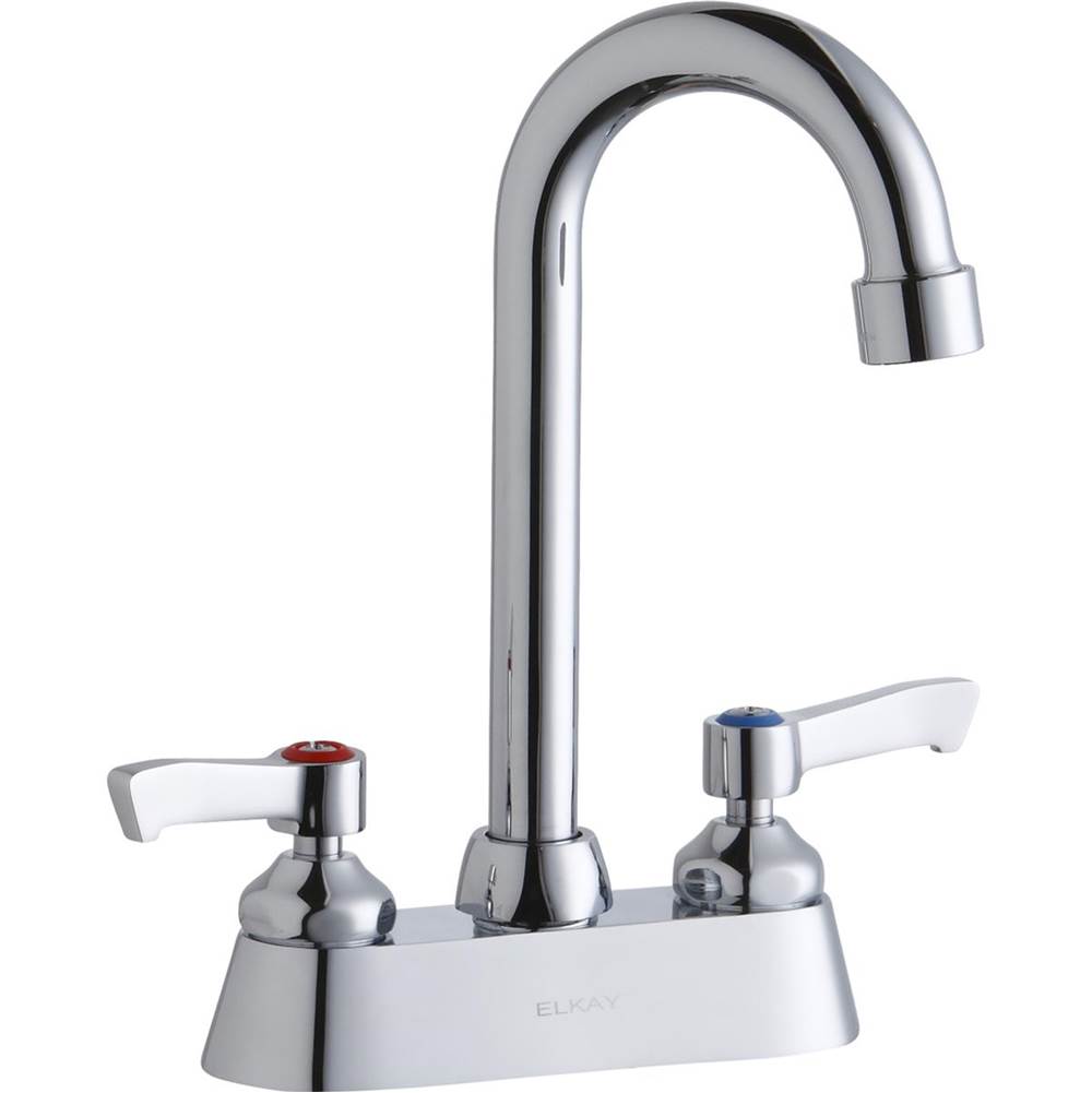Elkay 4'' Centerset with Exposed Deck Faucet with 4'' Gooseneck Spout 2'' Lever Handles Chrome