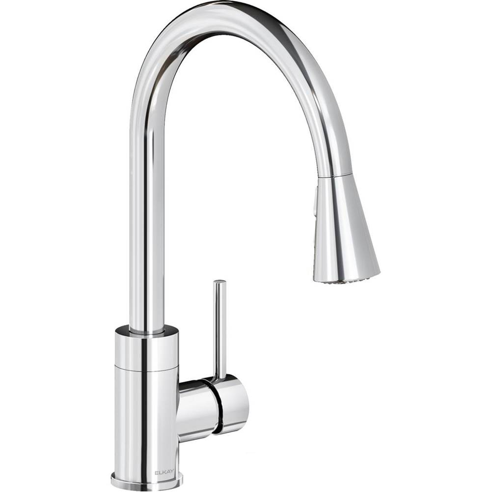 Elkay Avado Single Hole Kitchen Faucet with Pull-down Spray and Forward Only Lever Handle, Chrome