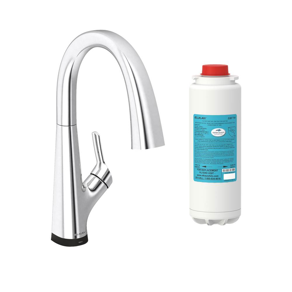 Elkay Avado Single Hole 2-in-1 Kitchen Faucet with Filtered Drinking Water, Chrome