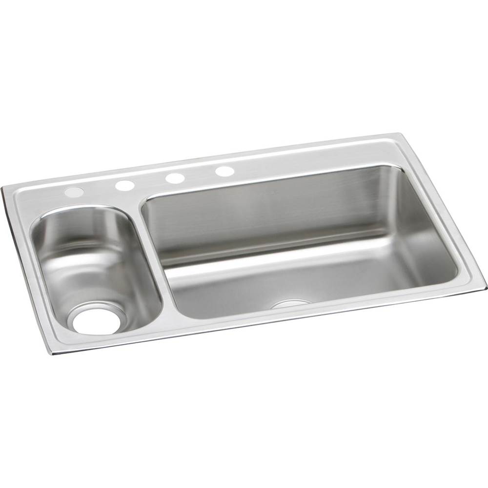 Elkay Lustertone Classic Stainless Steel 33'' x 22'' x 7-7/8'', 0-Hole 30/70 Double Bowl Drop-in Sink