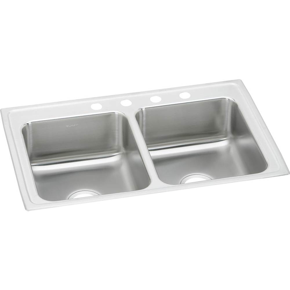 Elkay Lustertone Classic Stainless Steel 29'' x 18'' x 7-5/8'', 5-Hole Equal Double Bowl Drop-in Sink