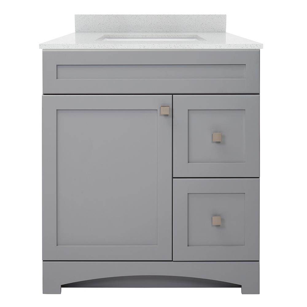 CRAFT + MAIN Monterrey 31'' Cool Grey Vanity with Silver Crystal White Engineered Stone Top