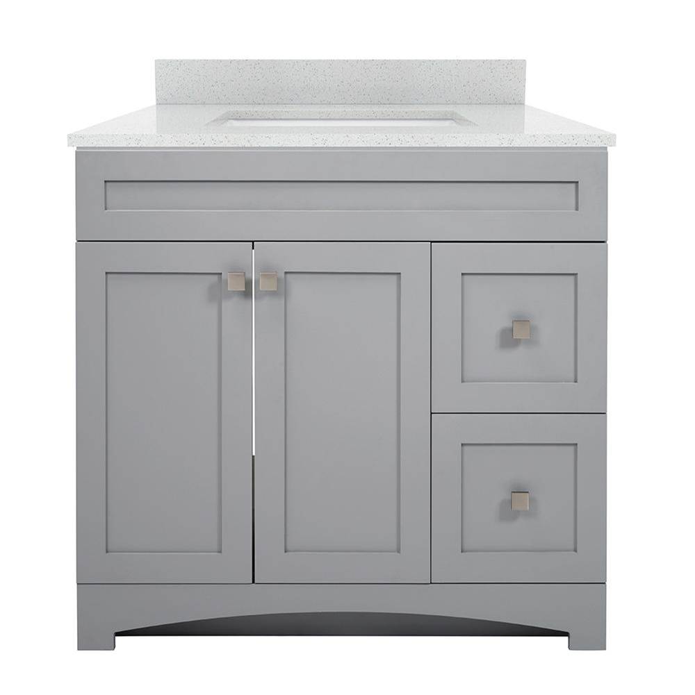 CRAFT + MAIN Monterrey 37'' Cool Grey Vanity with Silver Crystal White Engineered Stone Top