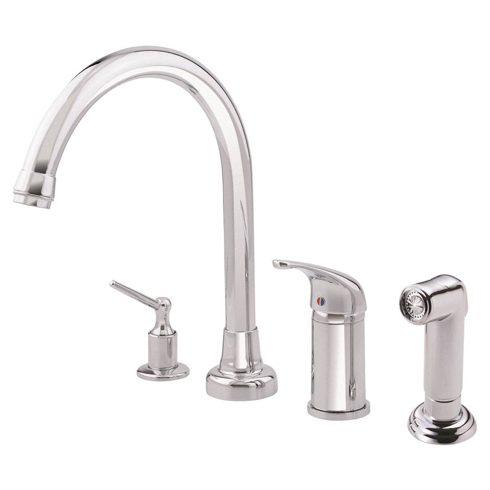 Gerber Plumbing Melrose 1H High-Rise Kitchen Faucet w/ Soap Dispenser & Spray 1.75gpm Chrome