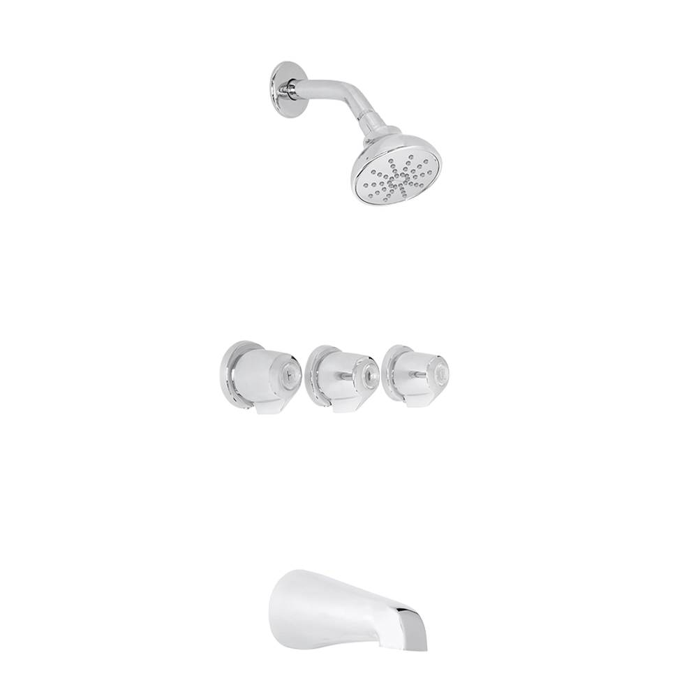 Gerber Plumbing Gerber Classics Three Handle Sliding Sleeve Escutcheon Tub & Shower Fitting with Sweat Connections & Threaded Spout 1.75gpm Chrome