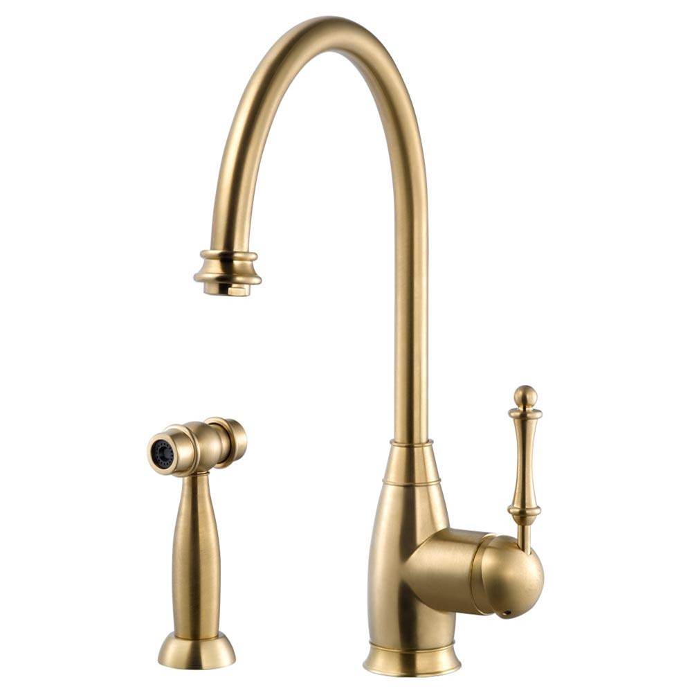 Hamat Traditional Brass Single Lever Faucet with Side Spray in Brushed Brass