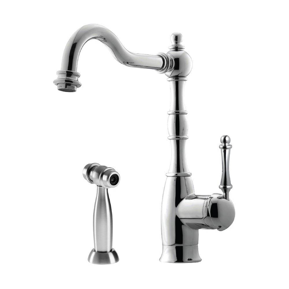 Hamat Traditional Brass Single Lever Faucet with Side Spray in Polished Chrome