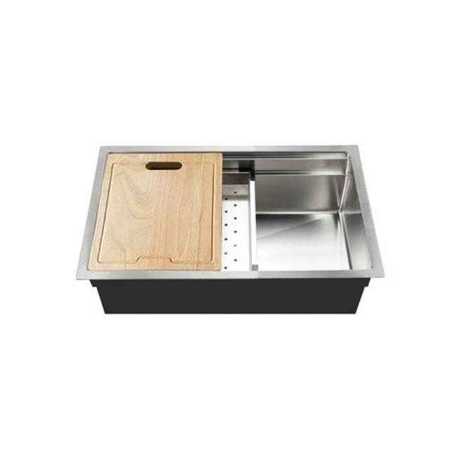 Hamat Dual Level Undermount 18GA Stainless Steel  Single Bowl Kitchen Sink with Sliding Platform