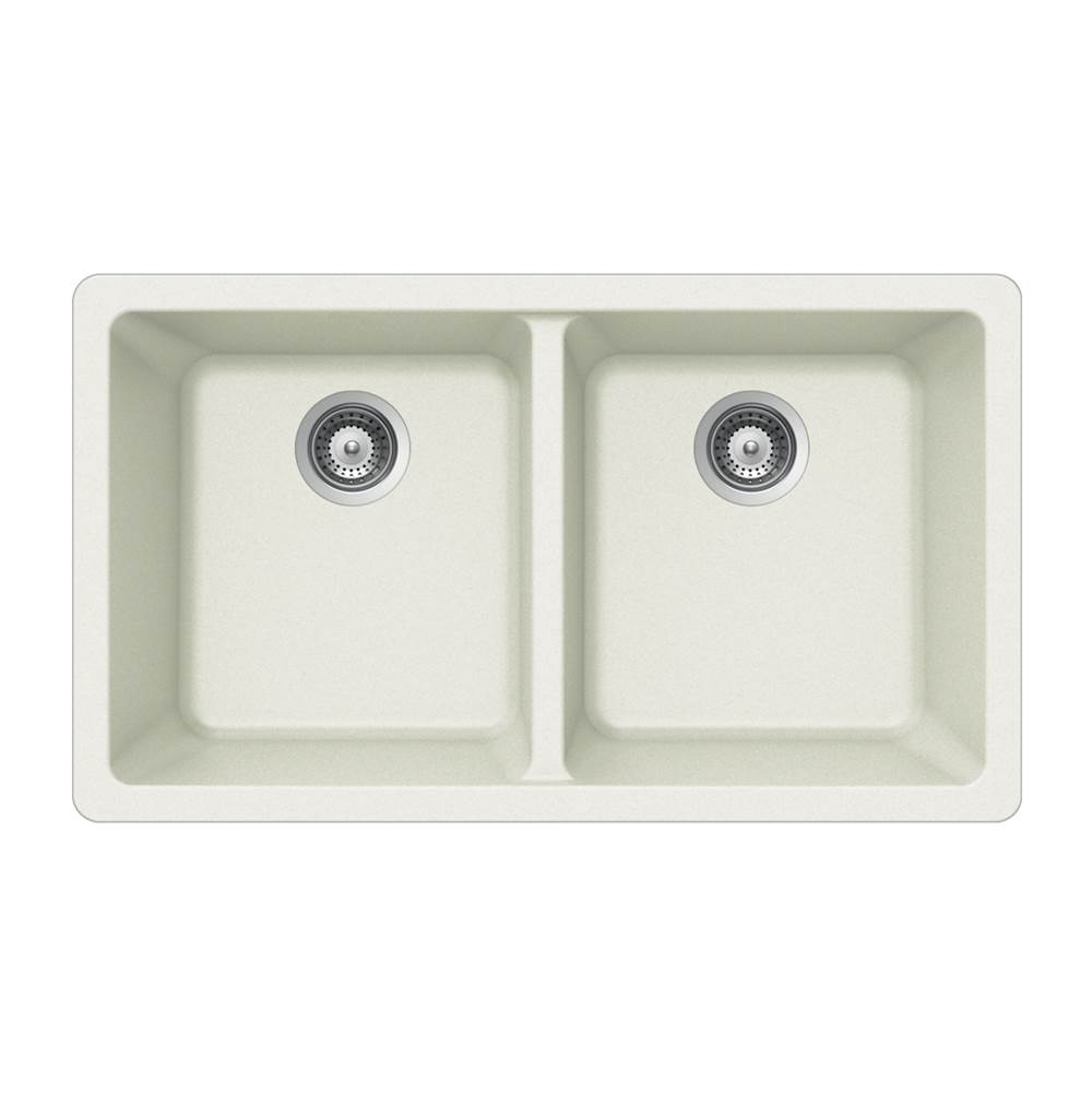 Hamat Granite Undermount 50/50 Double Bowl Kitchen Sink, White