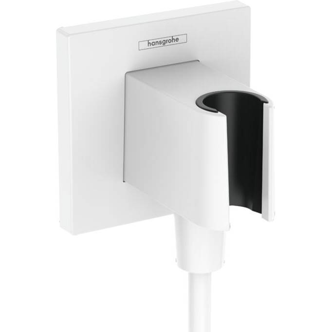 Hansgrohe FixFit E Wall Outlet with Handshower Holder in Matte White