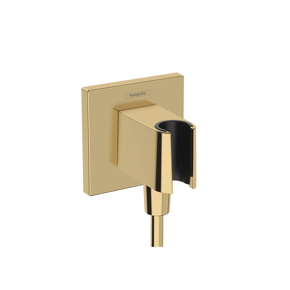 Hansgrohe FixFit E Wall Outlet with Handshower Holder in Polished Gold Optic