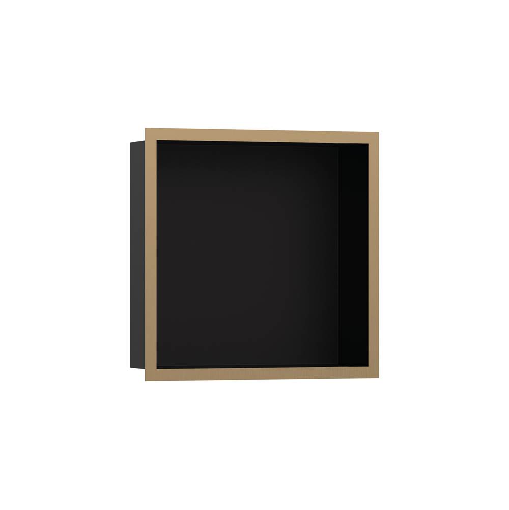 Hansgrohe XtraStoris Individual Wall Niche Matte Black with Design Frame 12''x 12''x 4'' in Brushed Bronze