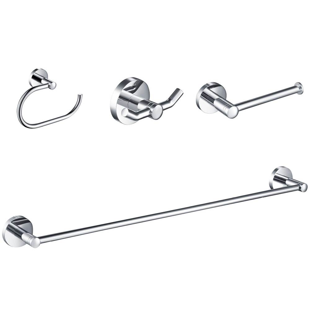 Kraus Elie 4-Piece Bath Hardware Set with 24-inch Towel Bar, Paper Holder, Towel Ring and Robe Hook in Chrome