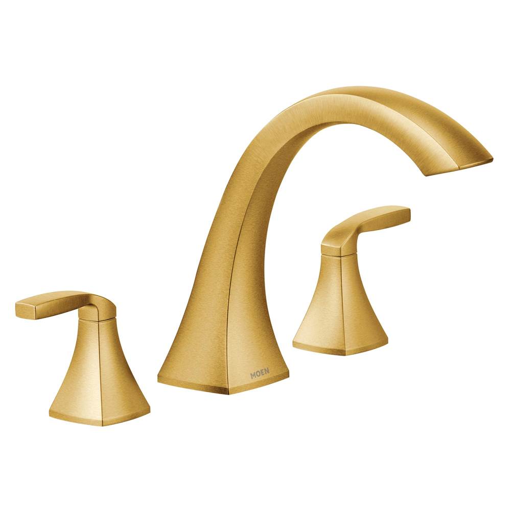 Moen Voss 2-Handle Deck-Mount High-Arc Roman Tub Faucet Trim Kit in Brushed Gold (Valve Sold Separately)