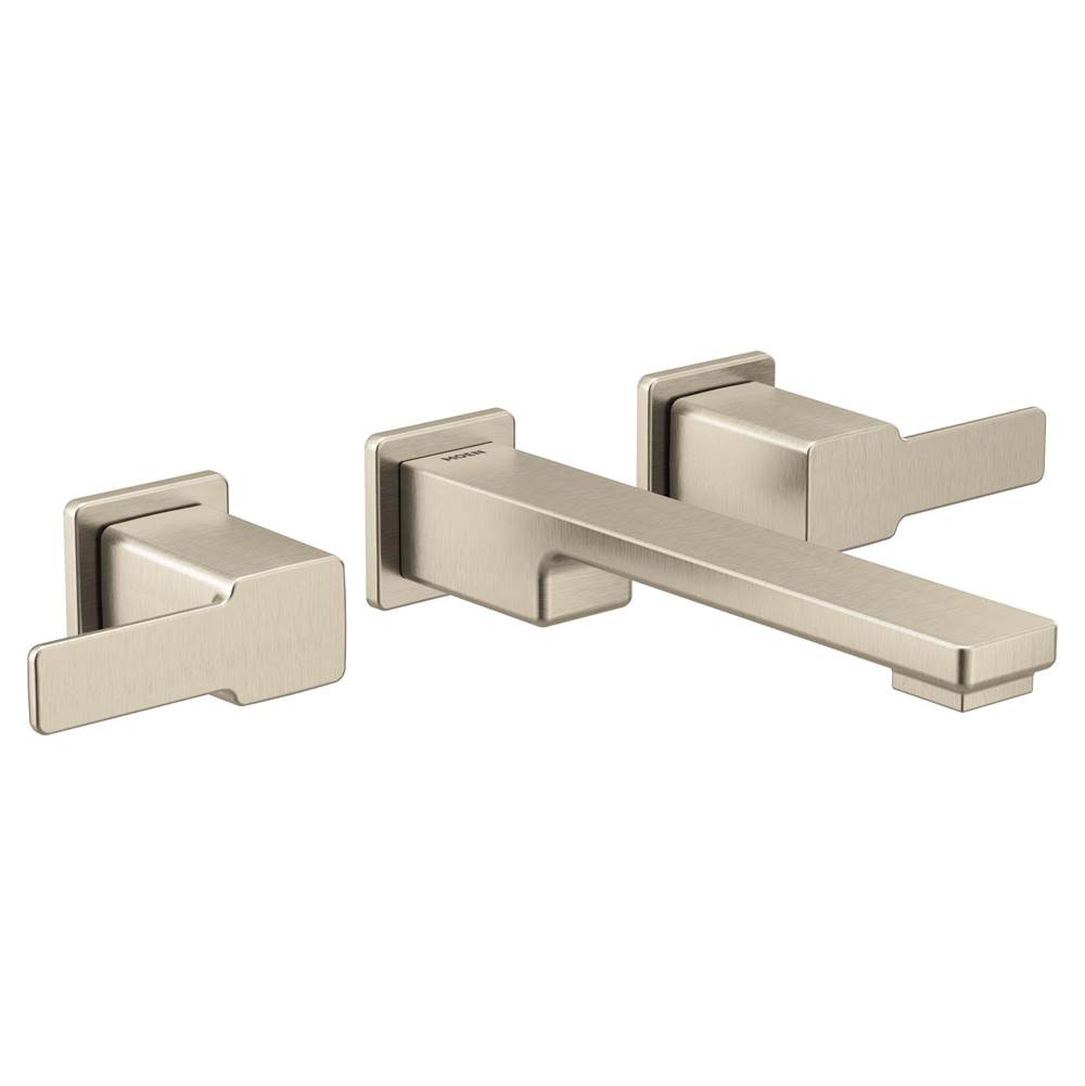 Moen 90 Degree Two-Handle Wall Mount Bathroom Faucet Trim, Valve Required, Brushed Nickel