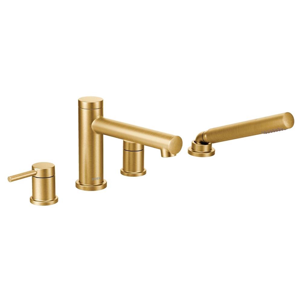 Moen Align 2-Handle Deck Mount Roman Tub Faucet Trim Kit with Hand shower in Brushed Gold (Valve Sold Separately)