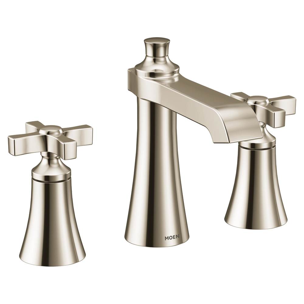 Moen Flara 8 in. Widespread 2-Handle High-Arc Bathroom Faucet Trim Kit in Polished Nickel (Valve Sold Separately)