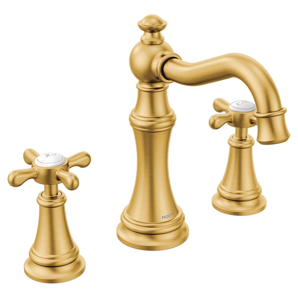 Moen Weymouth Two-Handle Widespread Cross Handle Bathroom Faucet Trim Kit, Valve Required, Brushed Gold