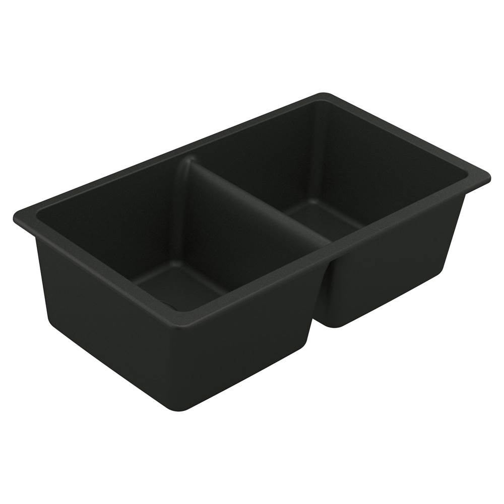 Moen 33-Inch Wide x 9.5-Inch Deep Undermount Granite Double Bowl Kitchen Sink, Black