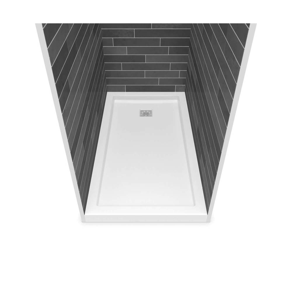 Maax B3Square 6036 Acrylic Alcove Deep Shower Base in White with Center Drain