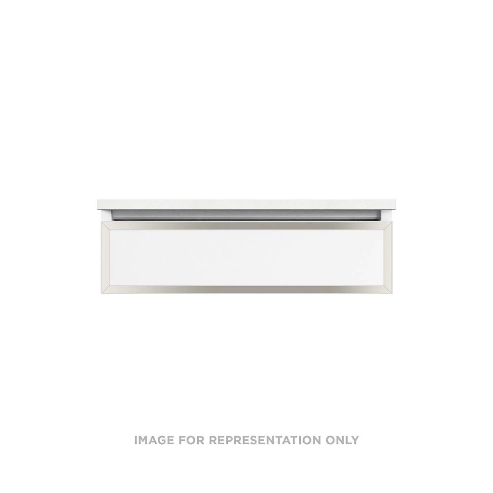 Robern Profiles Framed Vanity, 30'' x 7-1/2'' x 18'', Matte Gray, Polished Nickel Frame, Tip Out Drawer, Selectable Night Light