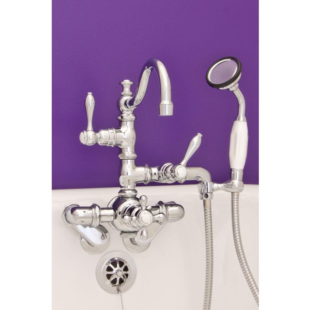 Strom Living Chrome  Thermostatic Tub Wall Mt Faucet W/Fixed Arch Spout & Porcelain Hand Held
