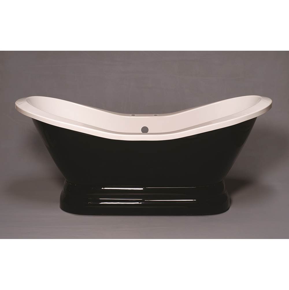 Strom Living The Echo Black & White 6'' Acrylic Double Ended Slipper Tub On Pedestal With 7'' Center Deck Mount Faucet Holes