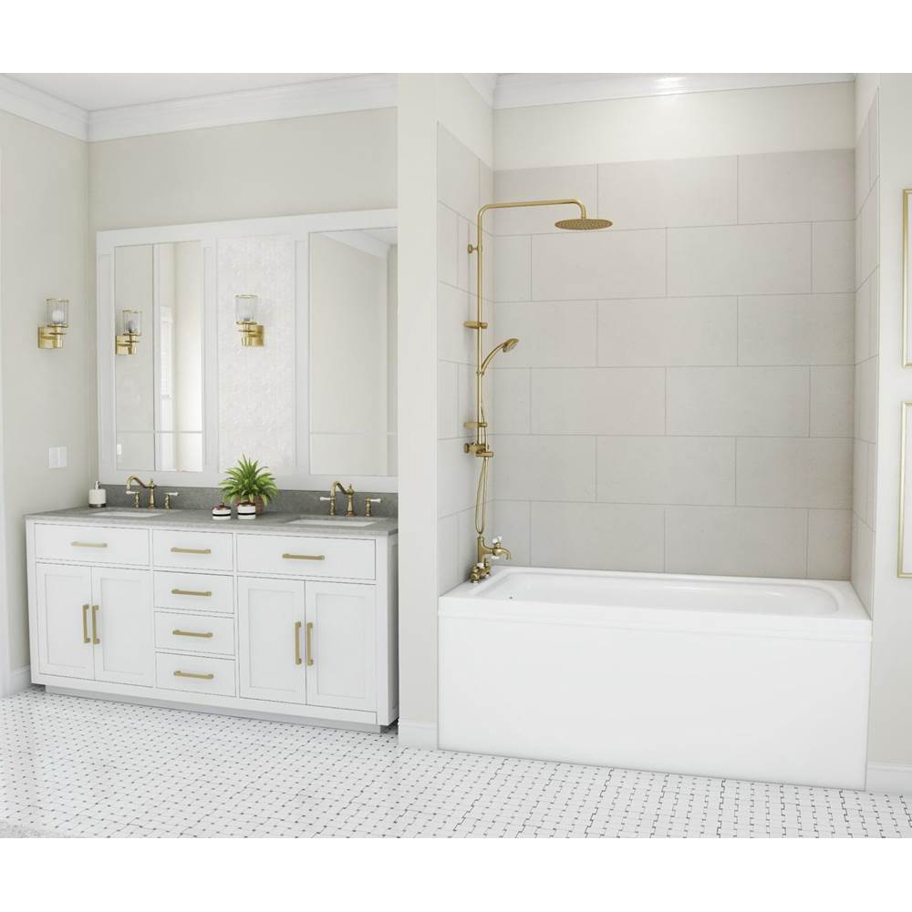 Swan TSMK72-3450 34 x 50 x 72 Swanstone® Traditional Subway Tile Glue up Bathtub and Shower Wall Kit in Birch