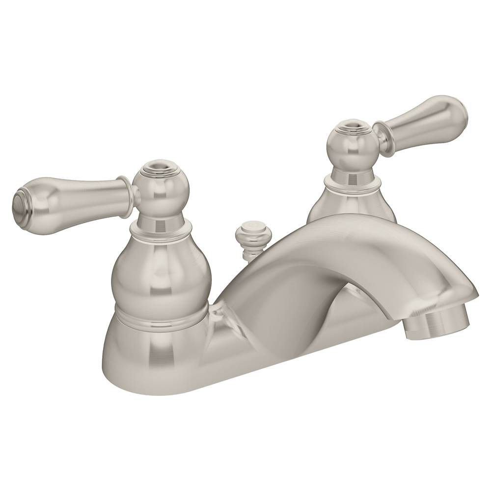Symmons Allura 4 in. Centerset 2-Handle Bathroom Faucet with Drain Assembly in Satin Nickel (1.0 GPM)