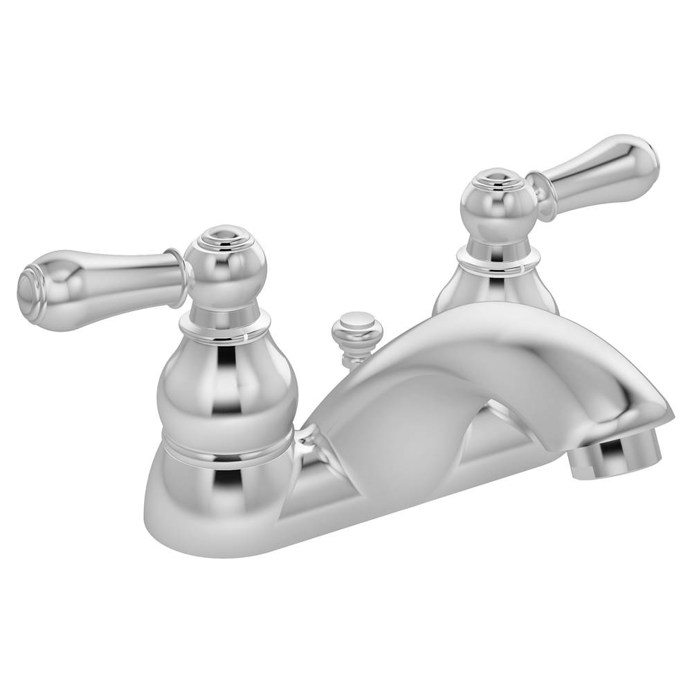 Symmons Allura 4 in. Centerset 2-Handle Bathroom Faucet with Drain Assembly in Polished Chrome (1.0 GPM)